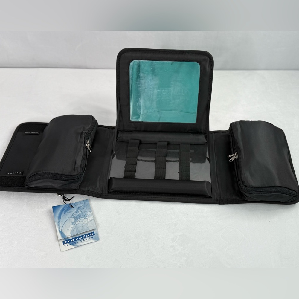 Makeup Mirrored Travelon Brush Makeup Portable Vanity Compact Toiletry‎ Black